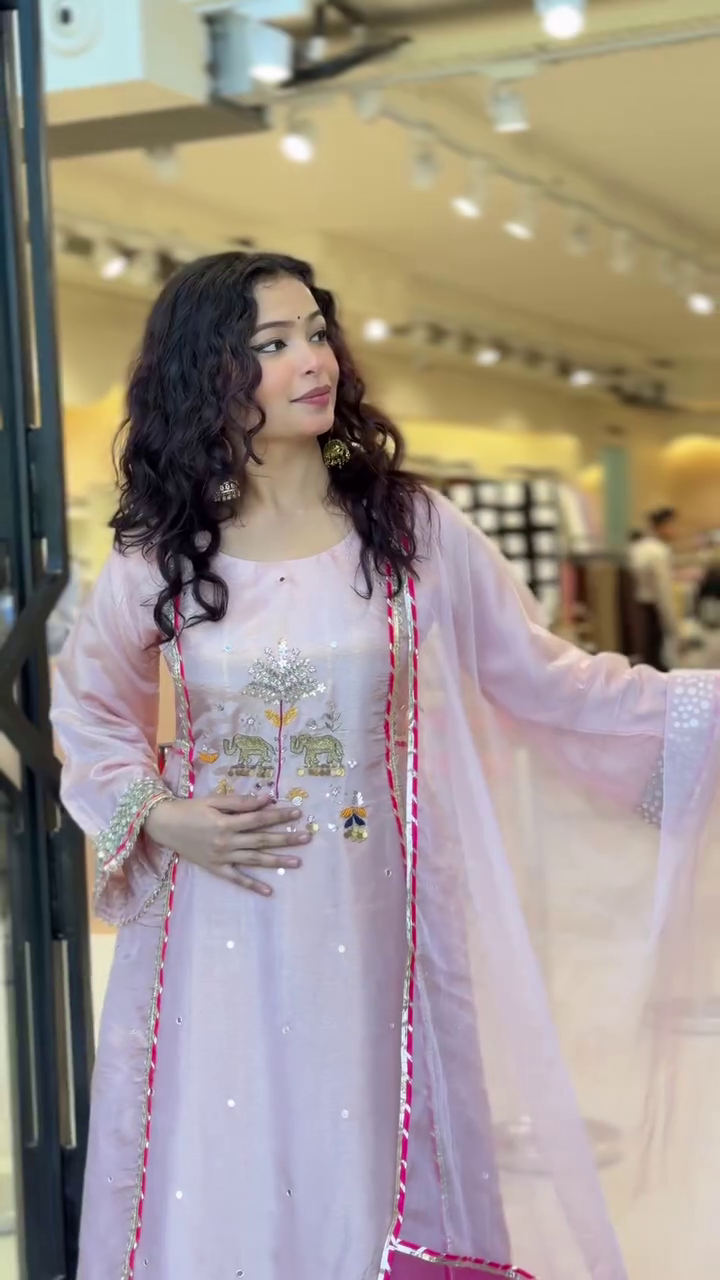 🌸 Ethereal Elegance: Blush Pink Festive Ensemble