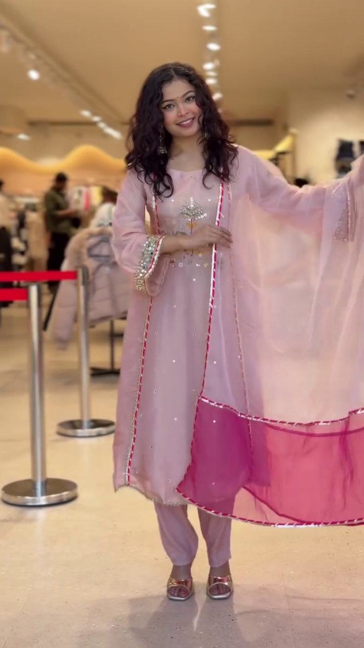🌸 Ethereal Elegance: Blush Pink Festive Ensemble