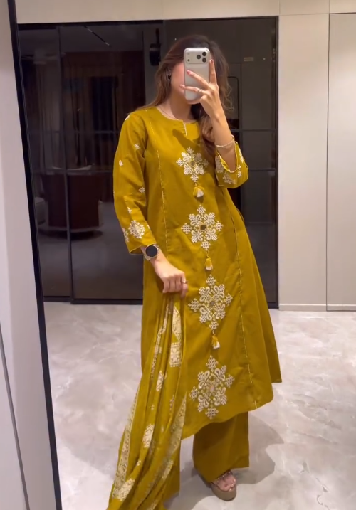 💛 Radiant Mustard: Embroidered Festive Kurta Set