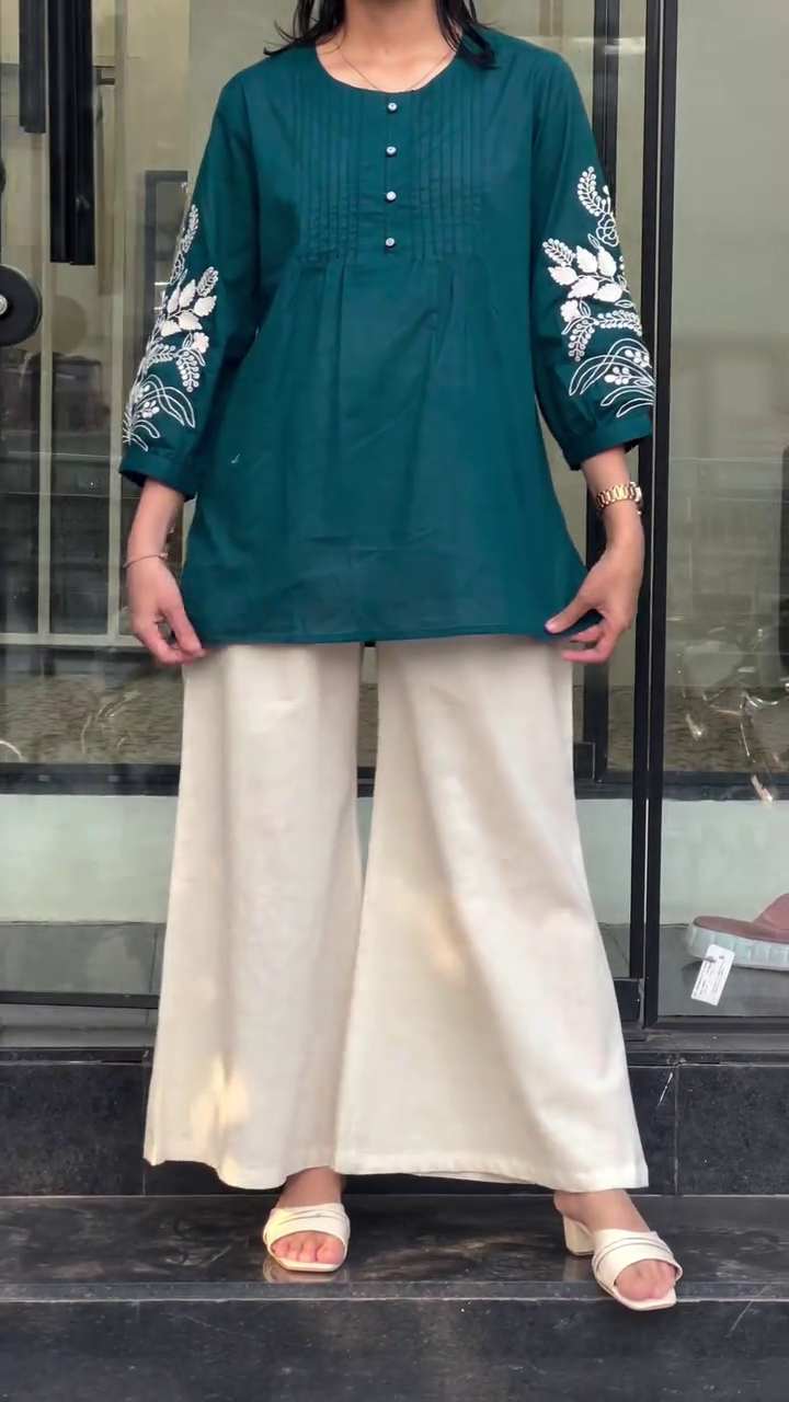 🌿 Elegant Simplicity: Teal Embroidered Kurta