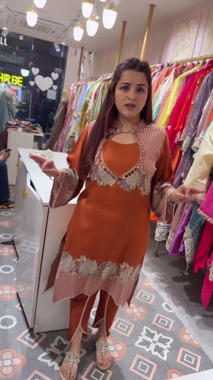 🧡 Royal Rust: Embroidered Festive Kurta Set