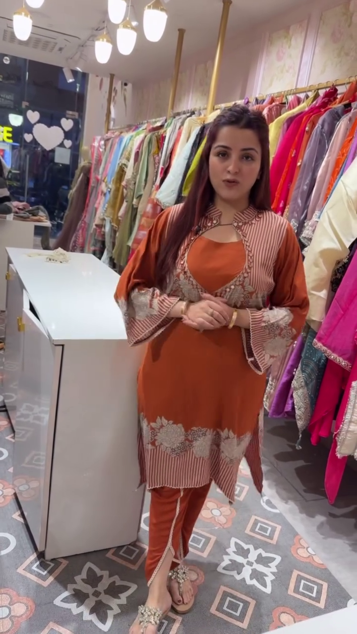 🧡 Royal Rust: Embroidered Festive Kurta Set