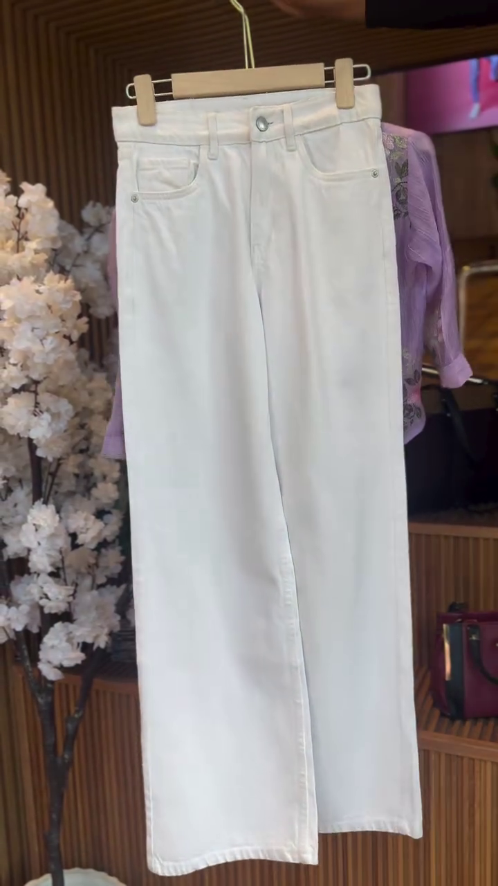 Elegant Lavender Embroidered Layered Top with White Wide-Leg Pants