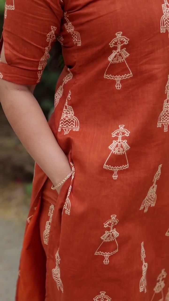 Elegant Charcoal Grey Printed Kurti Set – Minimal Tradition with Modern Grace