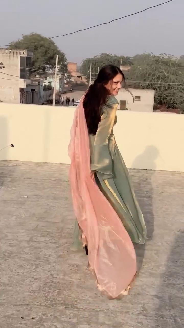 Pastel Dream Lehenga Set – Sage Green Elegance with Blush Pink Dupatta