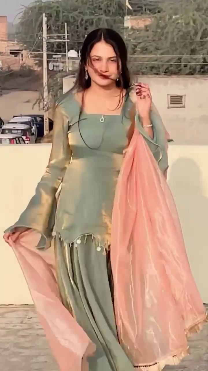 Pastel Dream Lehenga Set – Sage Green Elegance with Blush Pink Dupatta