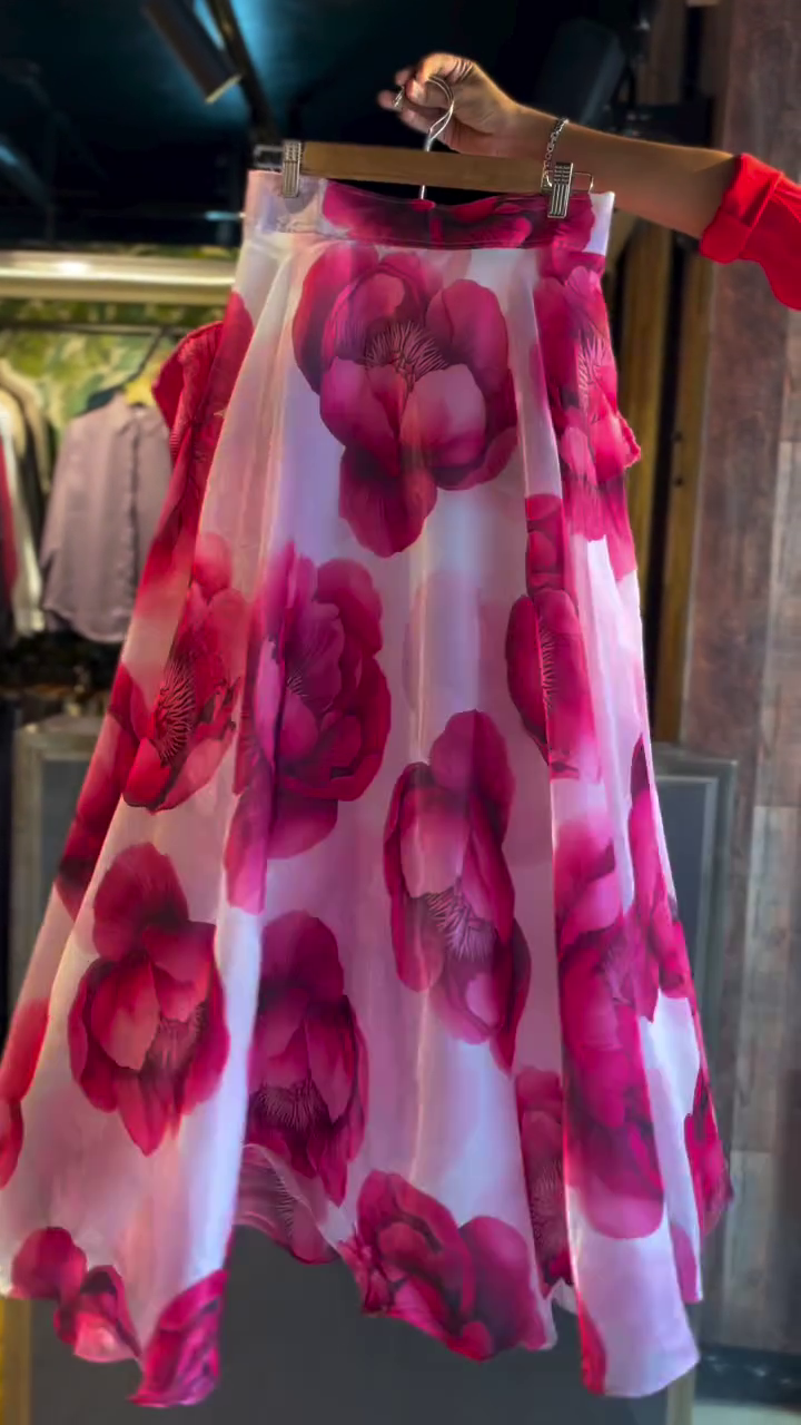 Blooming Pink Co-Ord Set – Ribbed Crop Top with Floral Flow Skirt