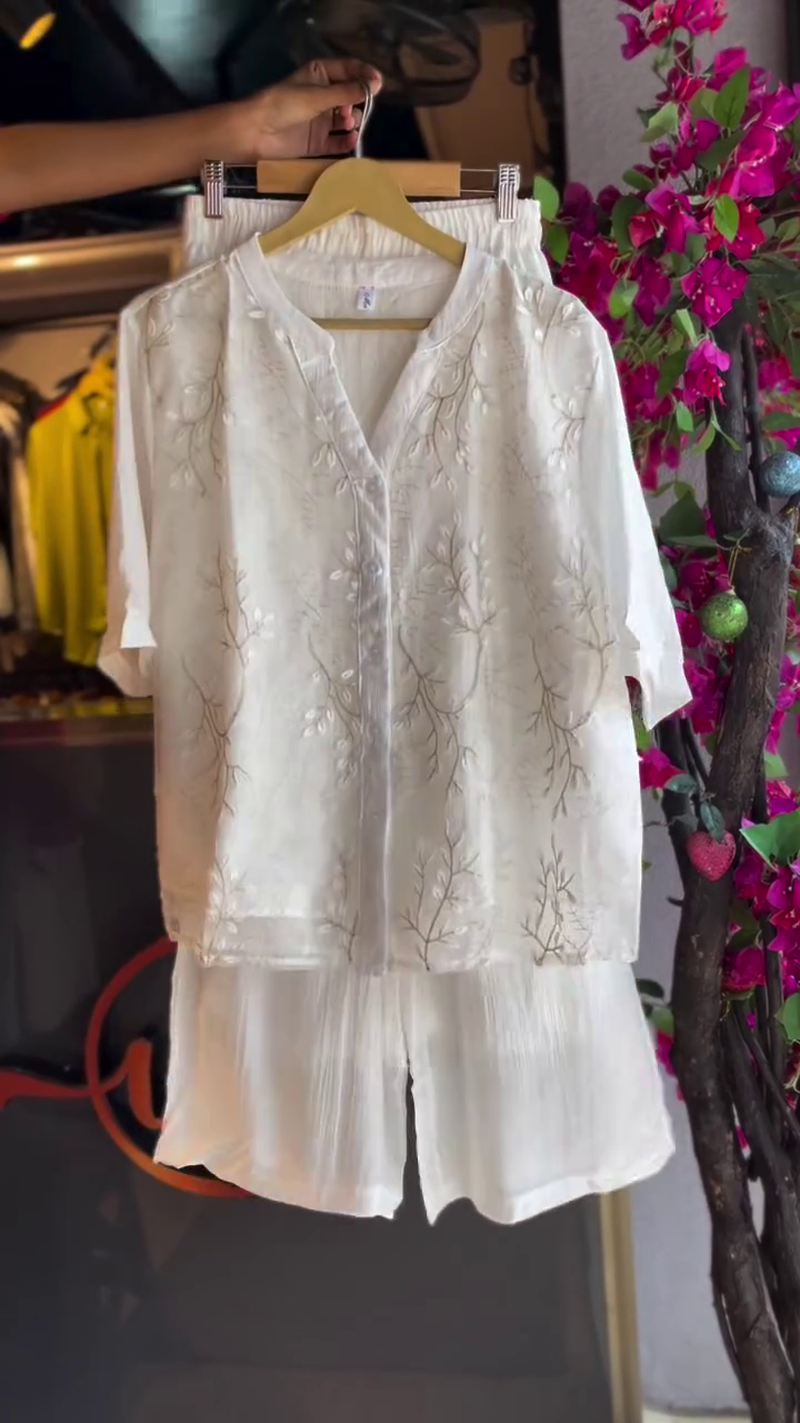Elegant Ivory Embroidered Co-Ord Set – Soft Sophistication in Timeless White