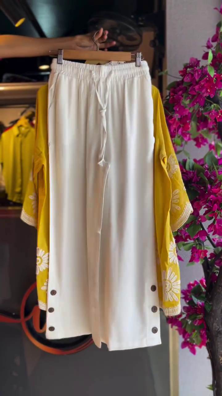 Sunshine Yellow Embroidered Kurti Set – Fresh Floral Elegance for Effortless Style