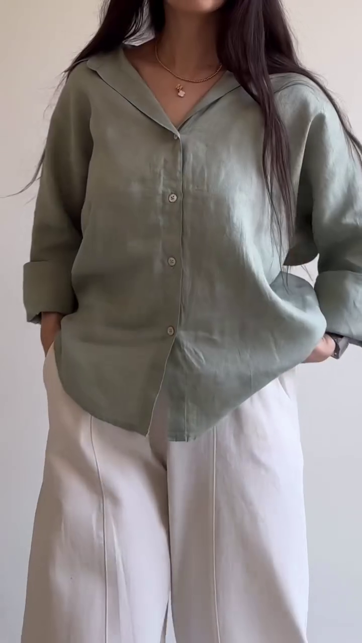 Effortless Elegance: Women’s Loose Fit Shirt with Cuban Collar