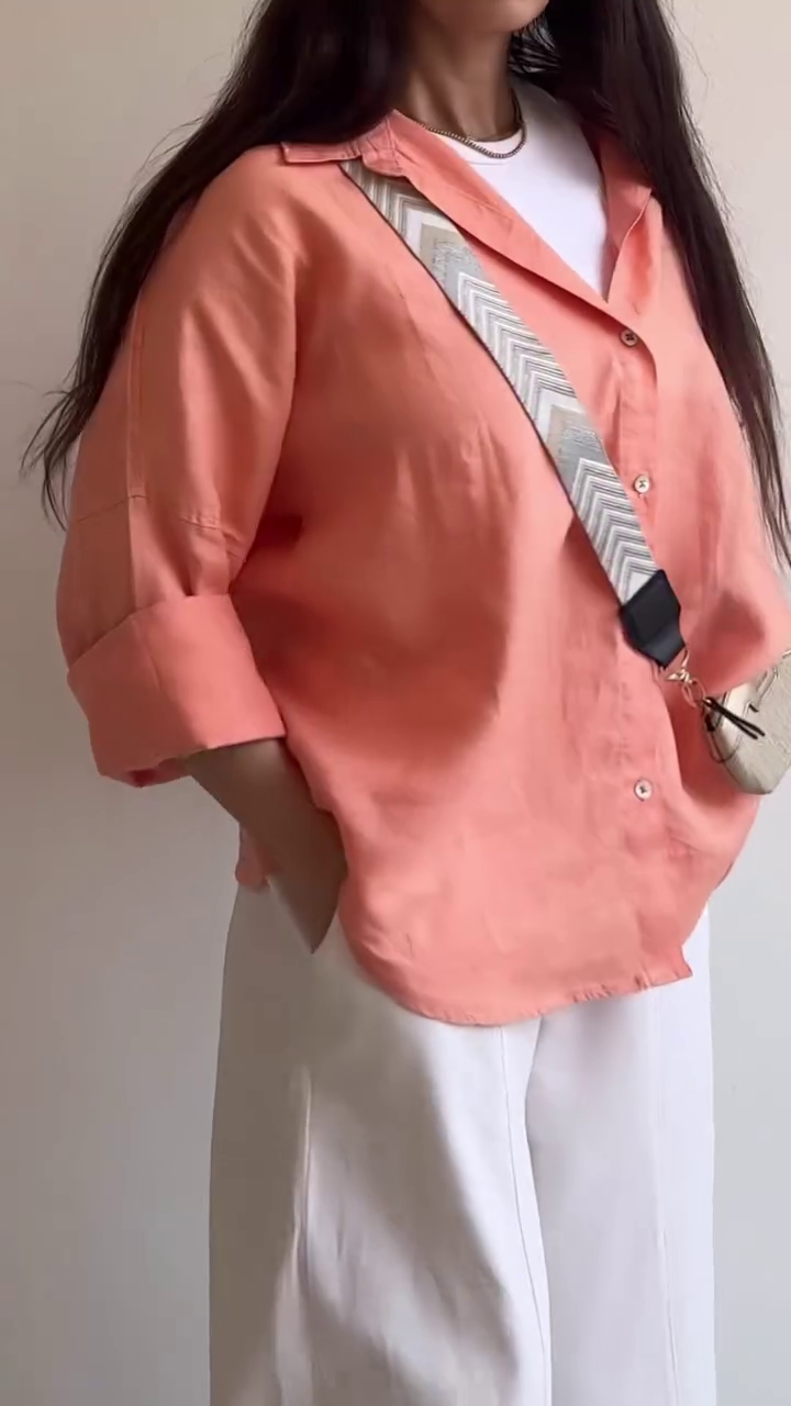 Effortless Elegance: Women’s Loose Fit Shirt with Cuban Collar
