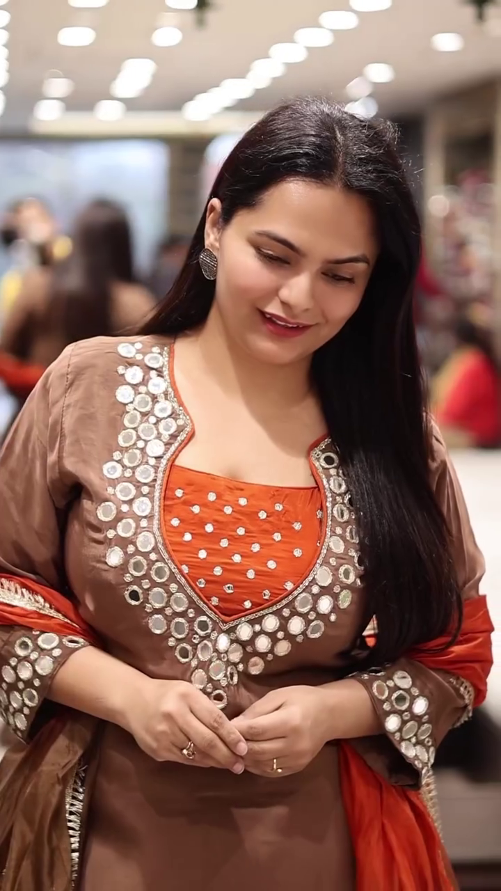 Dark Peach Shimmer Silk Palazzo Suit with Sequins, Zardosi & Bead Hand Embroidery – Luxe Festive Elegance