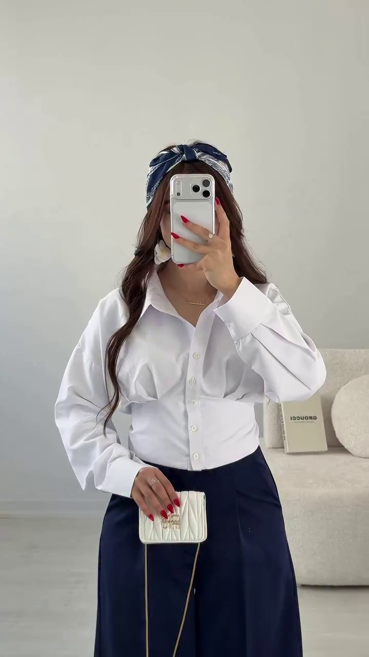 Chic Collar Neck Long Sleeve Ruched Crop Shirt – Modern Edge with Feminine Flair