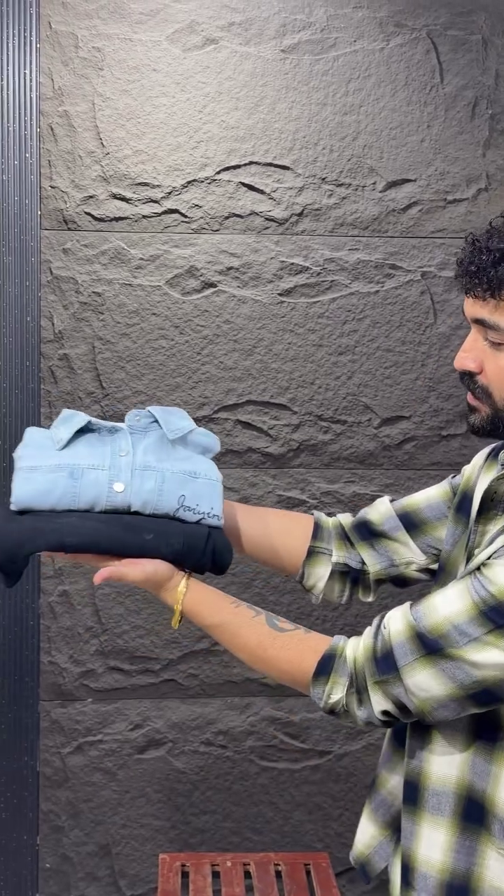 Casual Chic Redefined: Light-Wash Embroidered Denim Shirt with Classic Jeans