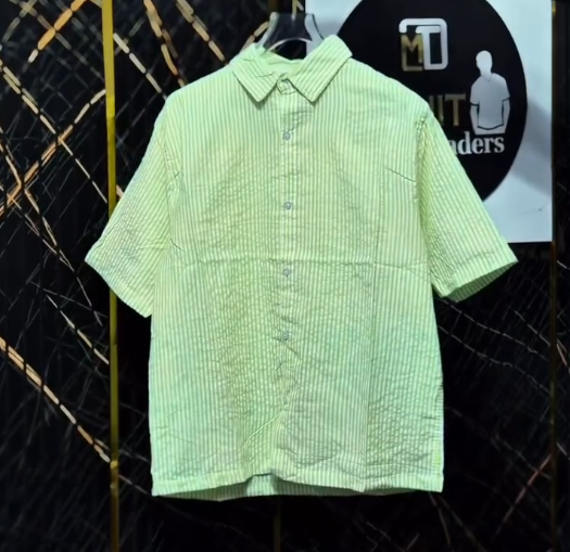 Fresh & Effortless: Men’s Blue and White Vertical Striped Half-Sleeve Casual Shirt
