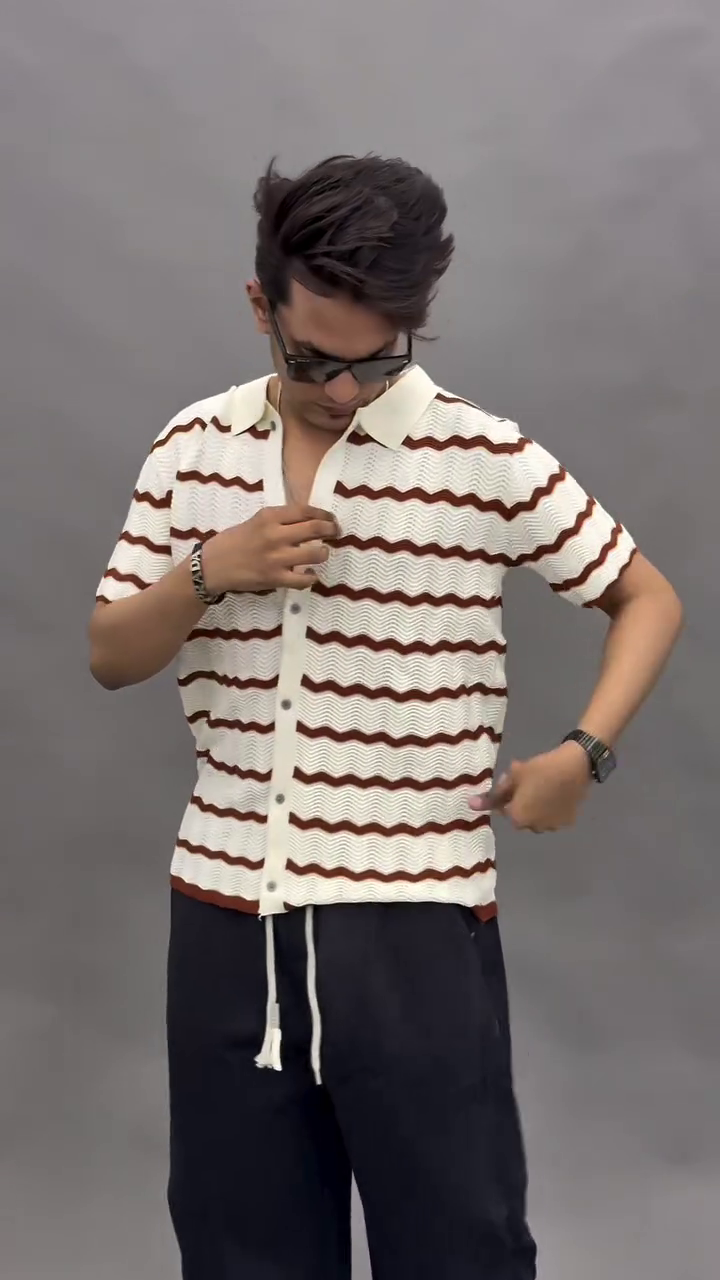 Bold & Artistic: Casablanca Gradient Wave Crochet Shirt for Men