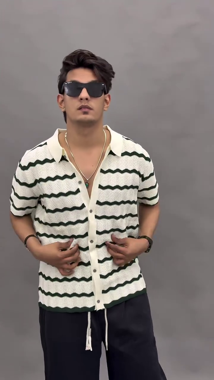 Bold & Artistic: Casablanca Gradient Wave Crochet Shirt for Men