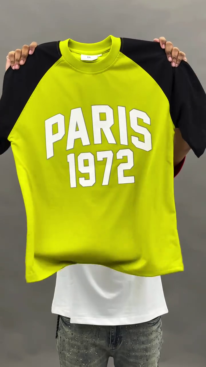 Sporty & Stylish: Lime Green and Black Raglan T-Shirt