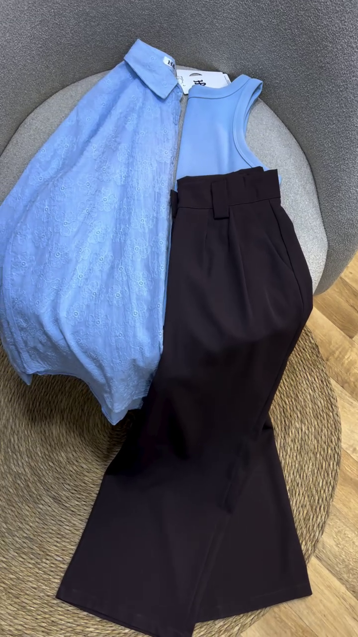 Smart & Sophisticated: Light Blue Collared Shirt with Dark Tailored Trousers