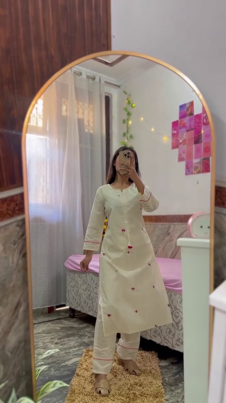 Festive & Elegant: Vibrant Red Dola Silk Kurta Set