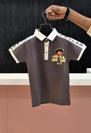 Men’s Polo T-Shirt with Zipper Placket & Graphic – Modern Twist on a Classic Staple