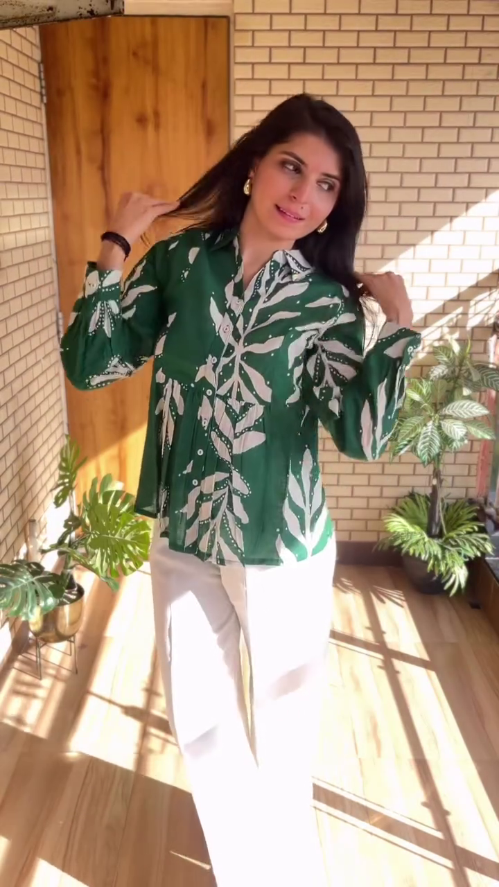 Women’s All-Over Print Tunic – Chic Shirt-Style Top with Long Sleeves