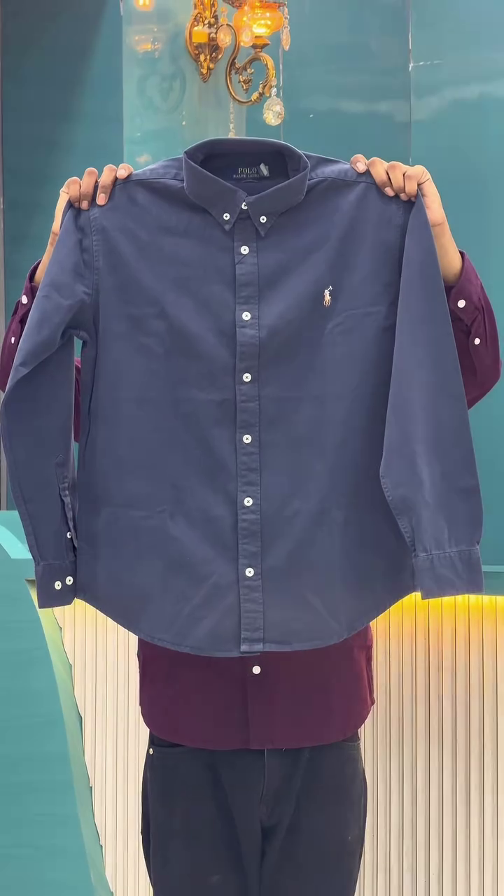 Men’s Orange Button-Down Shirt with Signature Embroidered Polo Pony – Classic Style with a Vibrant Twist