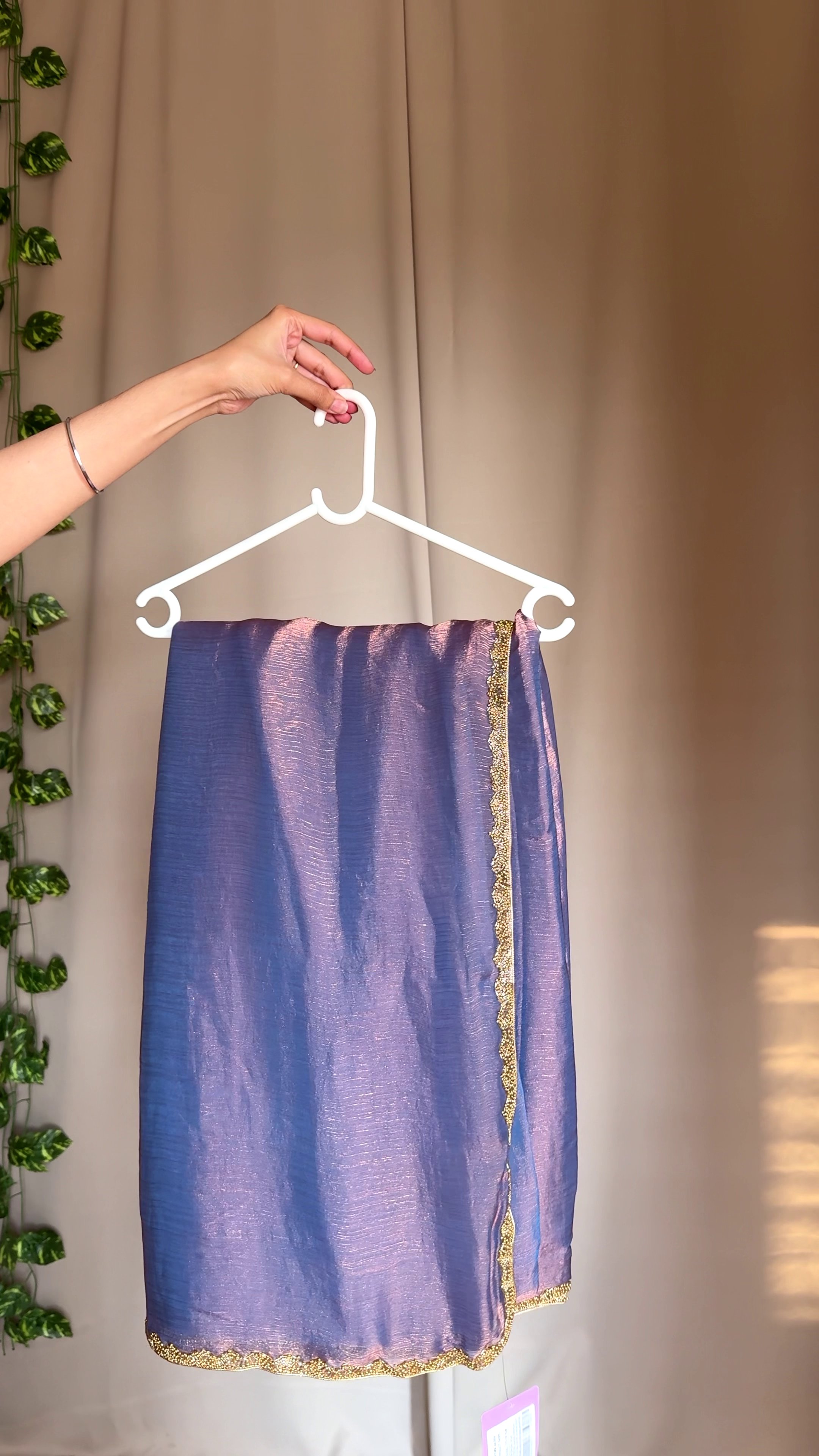 🌸 Elegant Pink Ombre Sheer Dupatta with Embellished Border