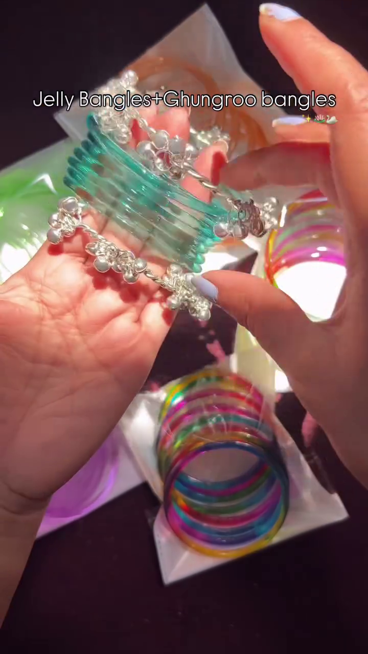 **💚 Chic Jelly Bangles with Ghungroo Accents – A Perfect Fusion of Fun & Tradition**
