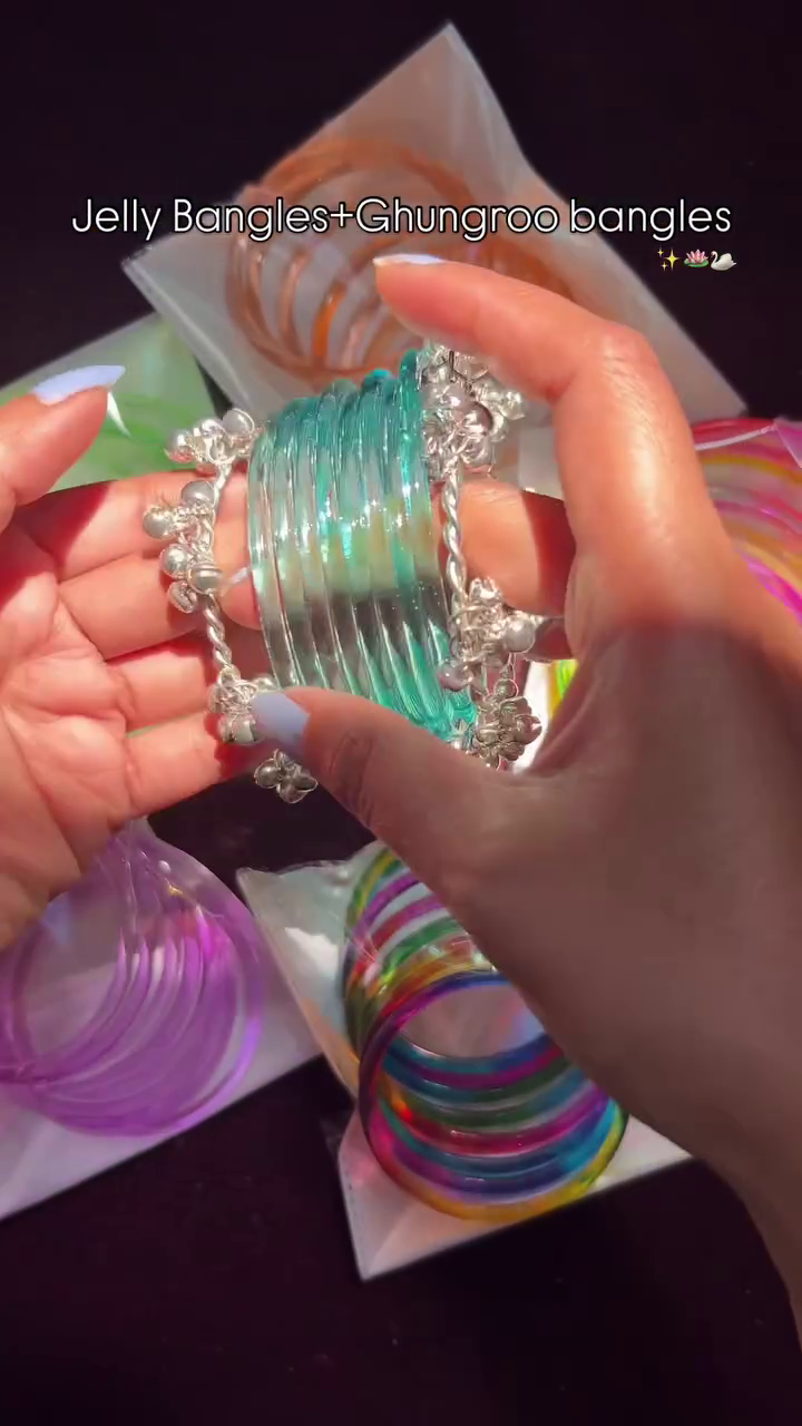 **💚 Chic Jelly Bangles with Ghungroo Accents – A Perfect Fusion of Fun & Tradition**
