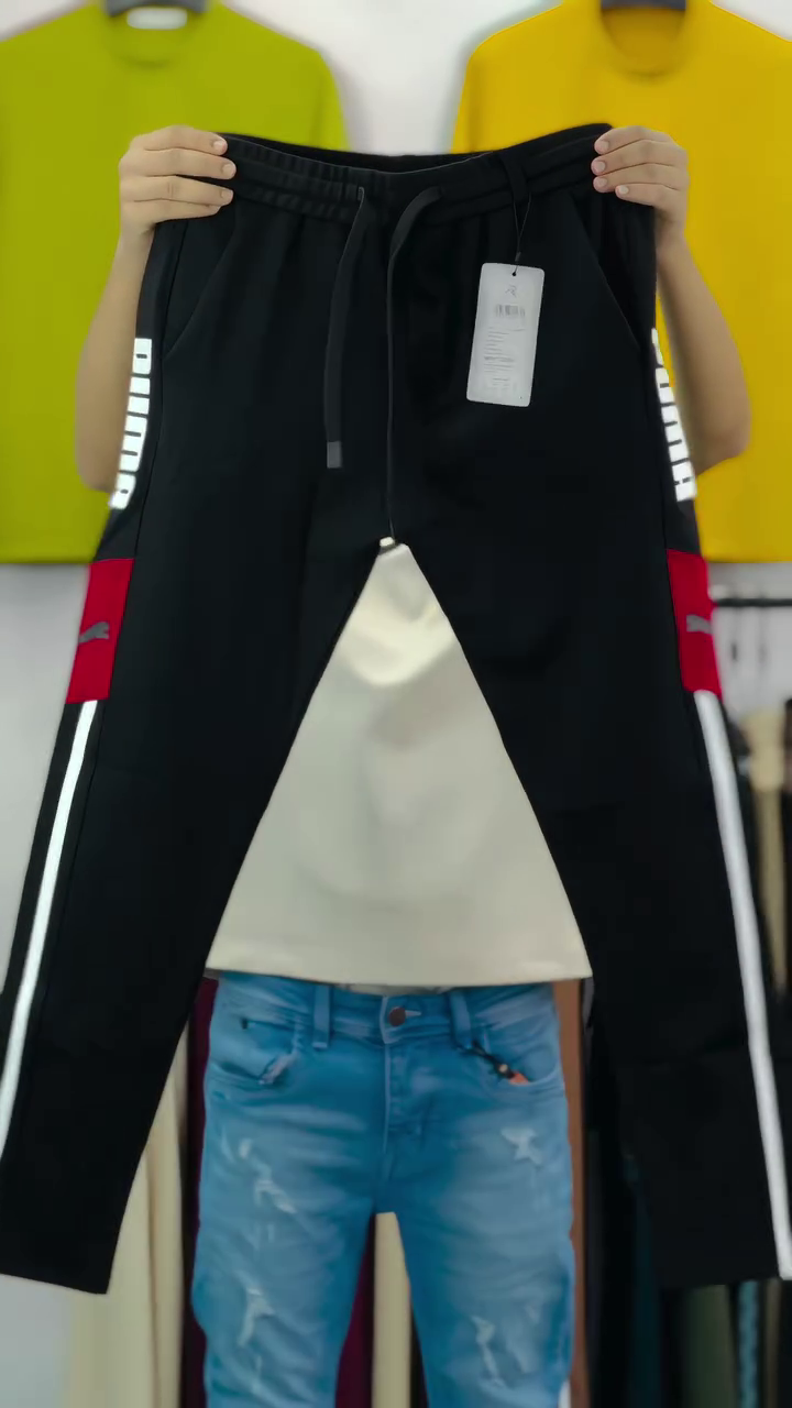 🖤 Sporty Black Track Pants with Side Stripes – Performance Meets Style