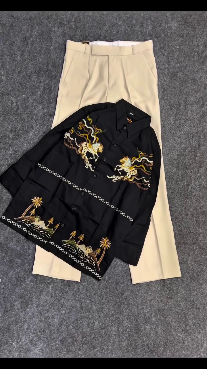 ✨ Statement Embroidered Shirt & Trouser Set – Artistic Elegance Redefined