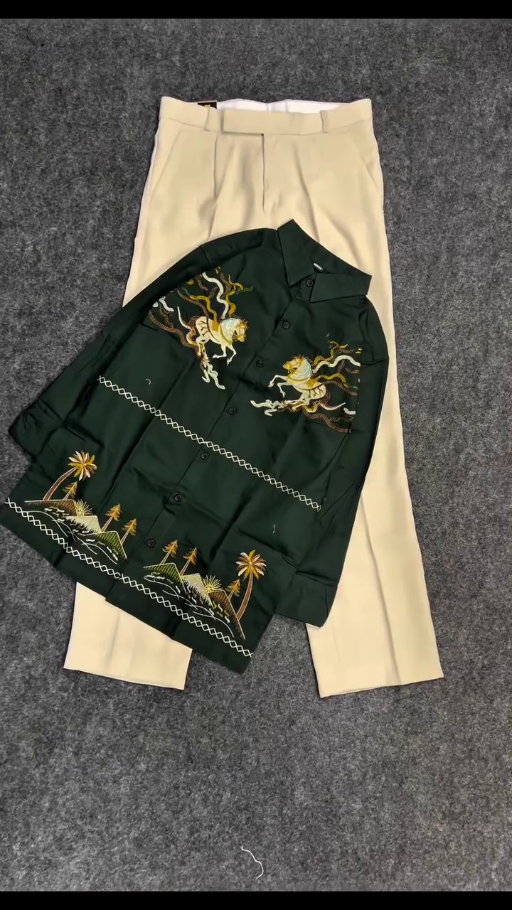 ✨ Statement Embroidered Shirt & Trouser Set – Artistic Elegance Redefined