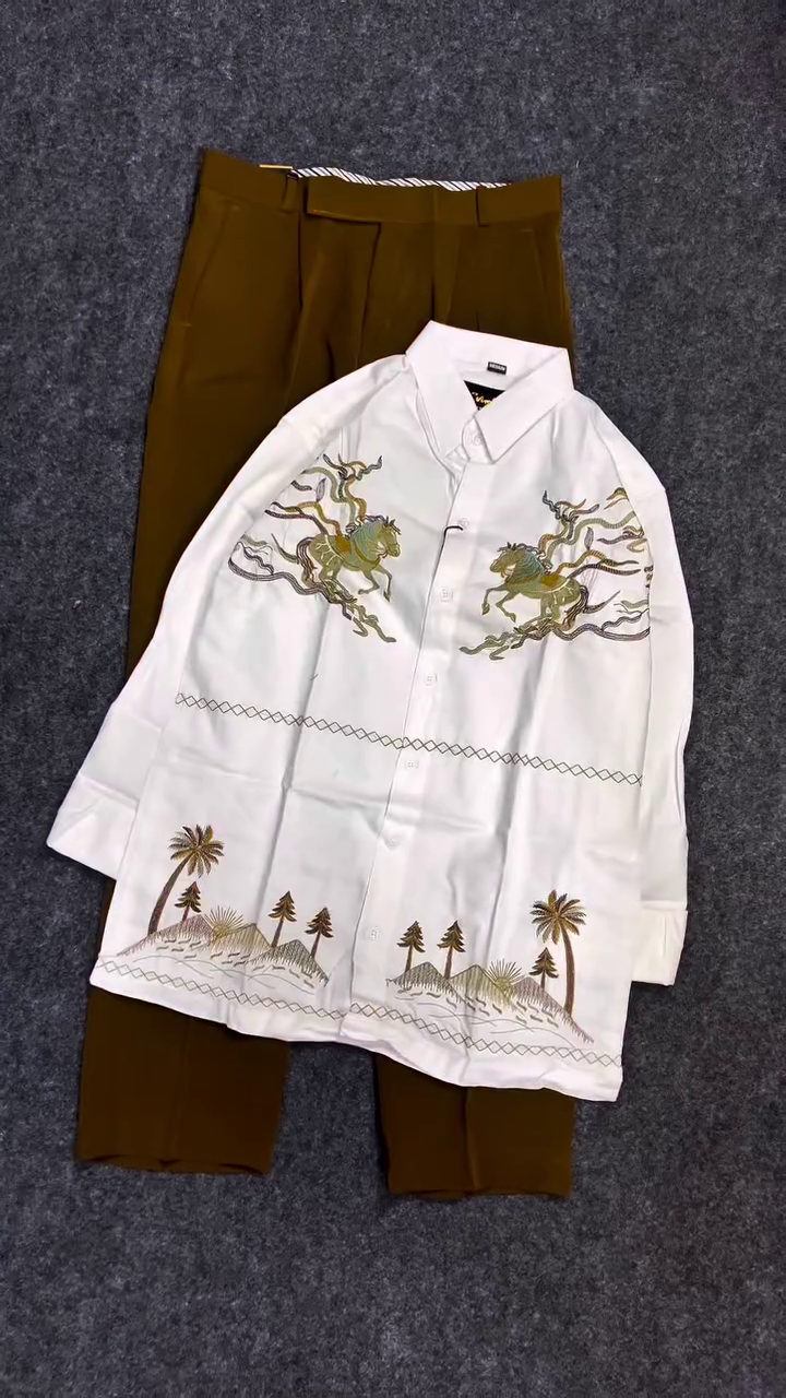 ✨ Statement Embroidered Shirt & Trouser Set – Artistic Elegance Redefined