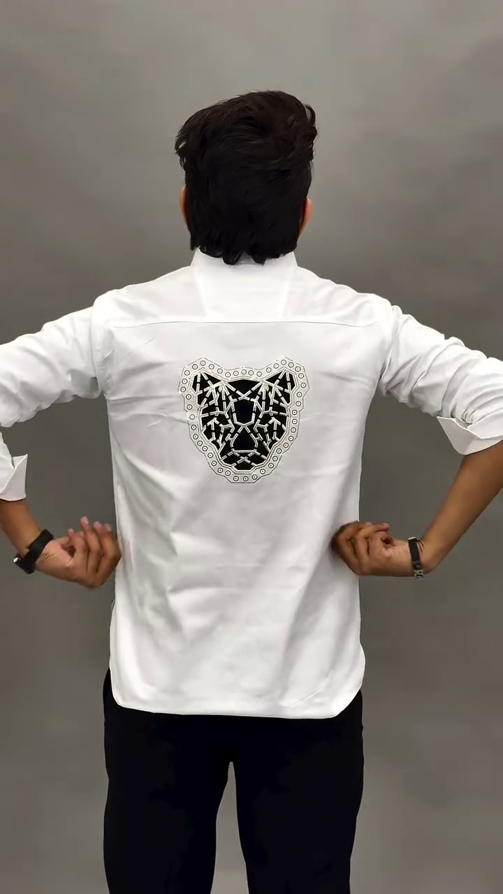 White Premium Shirt with Black-Gold Crest – Class Meets Confidence