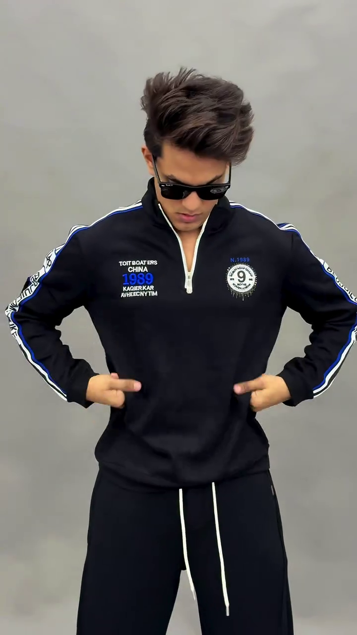 ⚡ Black Athleisure Zip Sweatshirt – Sporty, Sharp & Everyday Ready
