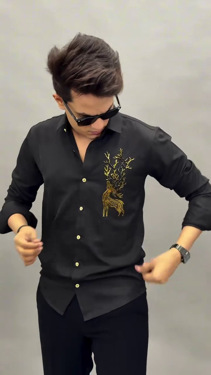 🤎 Brown Premium Embroidered Shirt – Bold Elegance Redefined