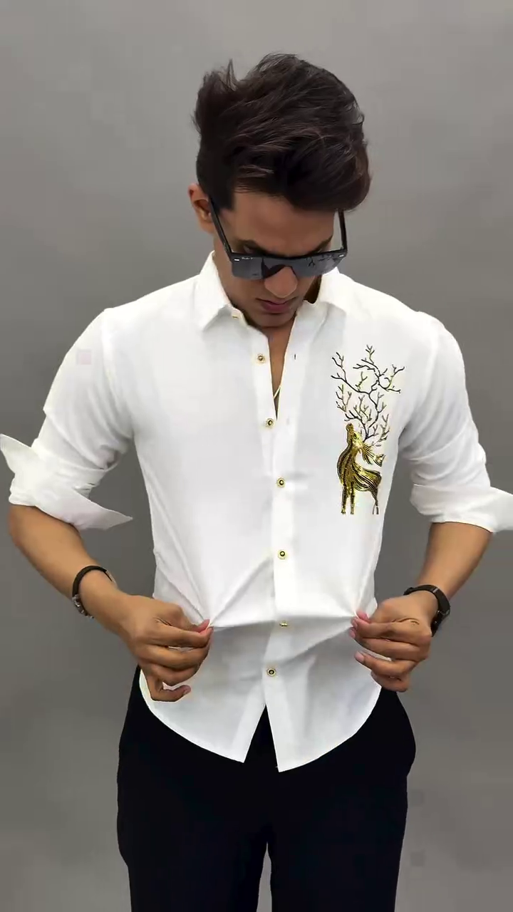 🤎 Brown Premium Embroidered Shirt – Bold Elegance Redefined
