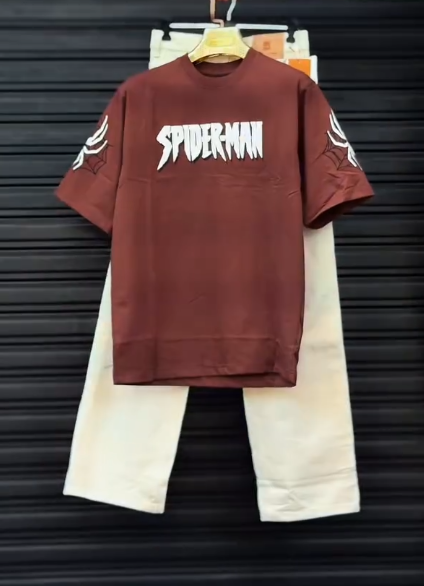 🕷️ Spider-Man Street Set – Bold Graphic Tee & Denim Combo