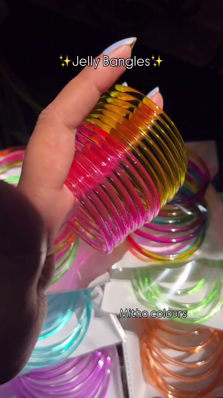 Vibrant & Playful: Trending “Mitho” Color Jelly Bangles