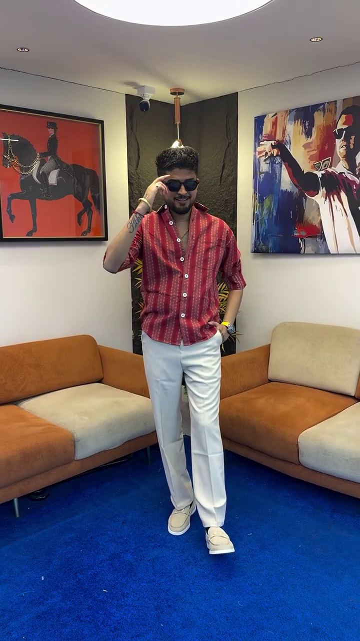 Fresh Summer Style: Yellow & White Striped Linen Shirt Paired with Classic Denim