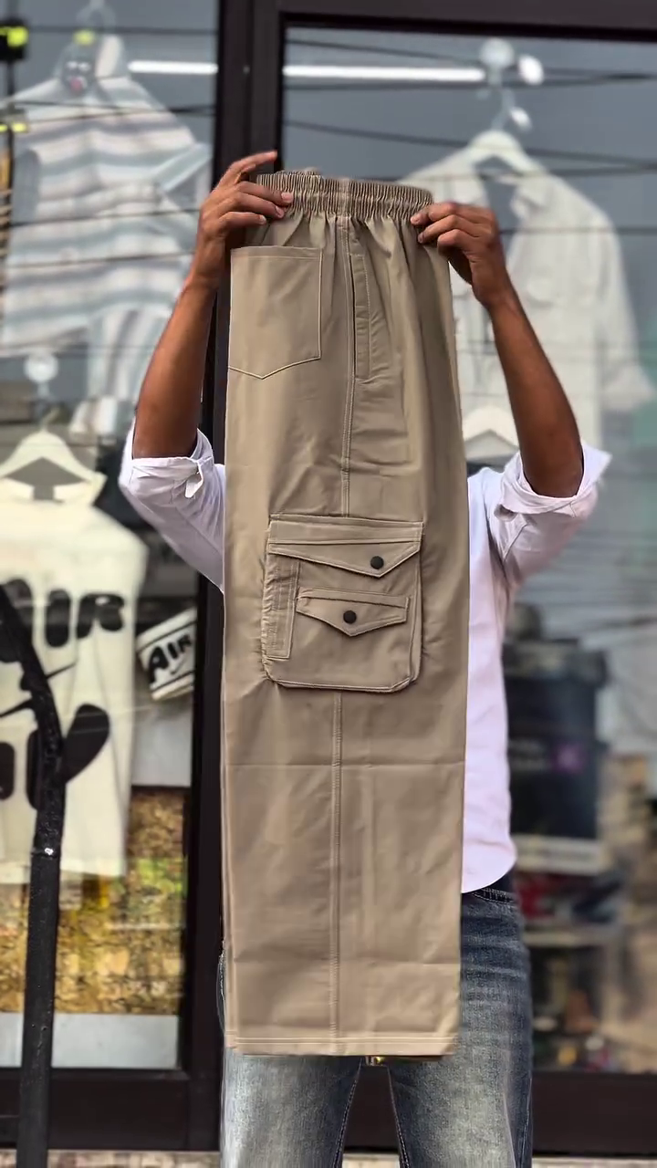 Utility Meets Comfort: Beige Men’s Cotton Bio-Washed Cargo Track Pants