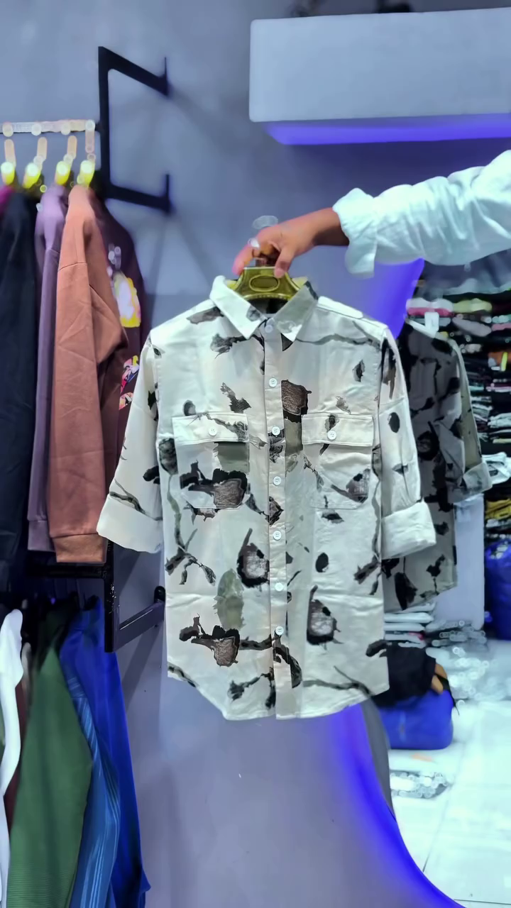 Bold Monochrome Edge: Men’s Long-Sleeve Casual Shirt with White & Black Abstract Cow Print