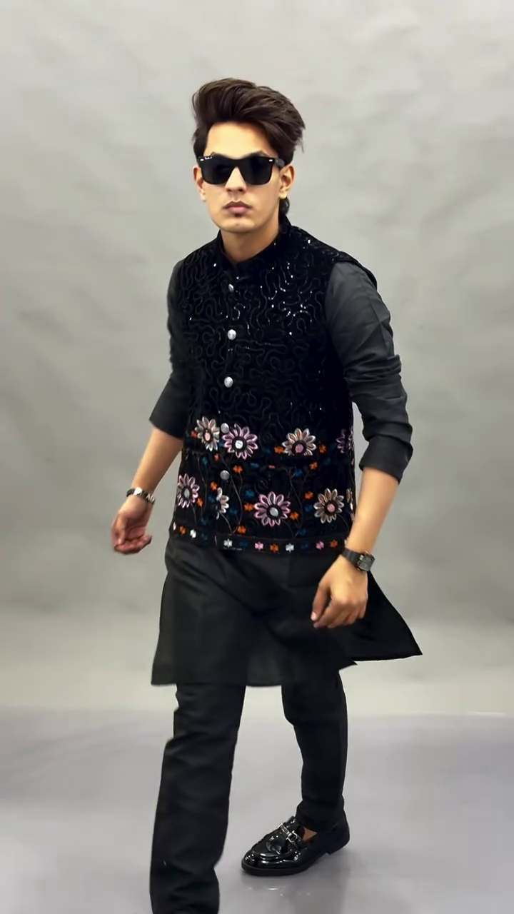 Regal Modern Ethnic Wear: Men’s Black 3-Piece Nehru Jacket Kurta Pant Set