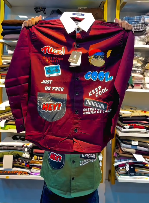 Playful Everyday Style: KiddoPanti Maroon Printed Casual Shirt for Boys