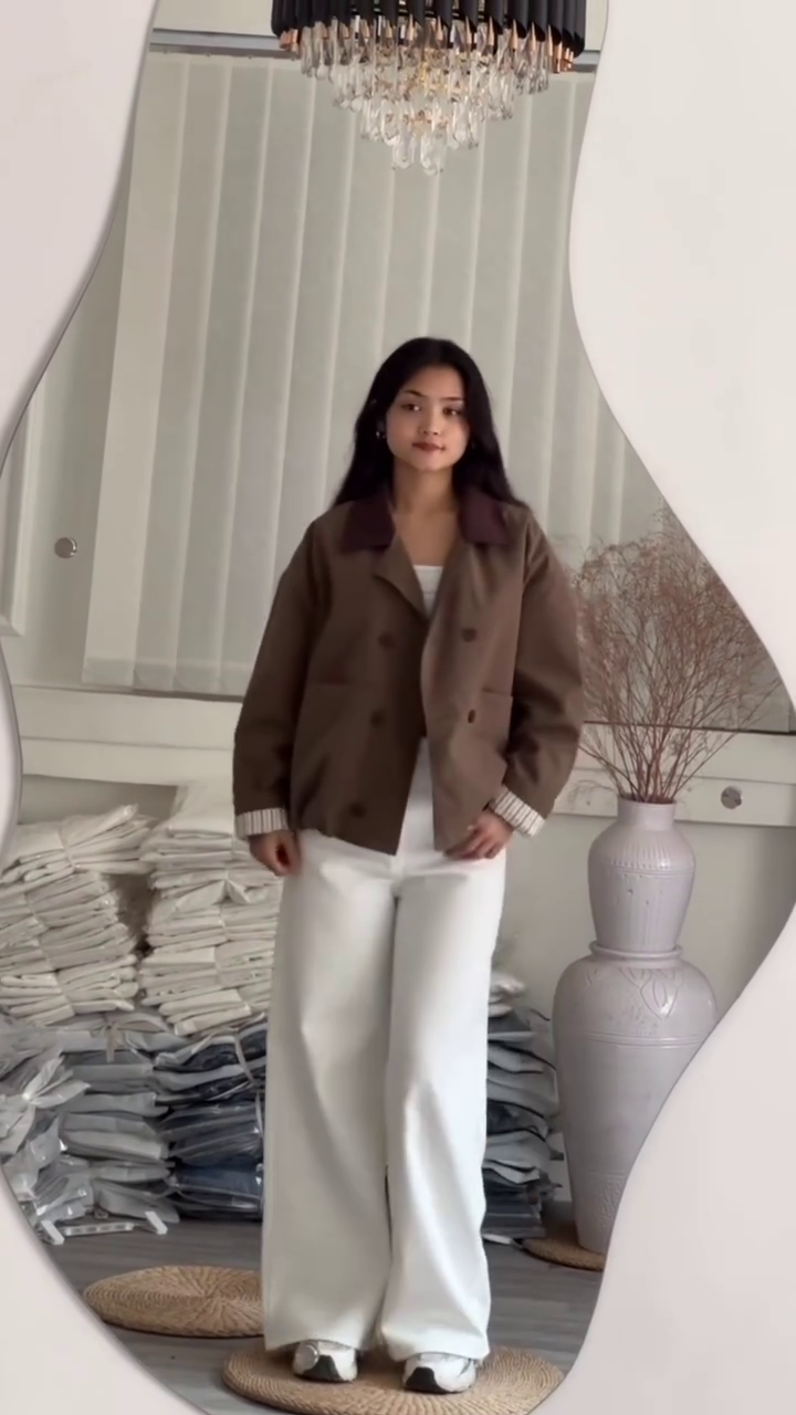 Classic Authority: Brown Double-Breasted Jacket for Timeless Sophistication