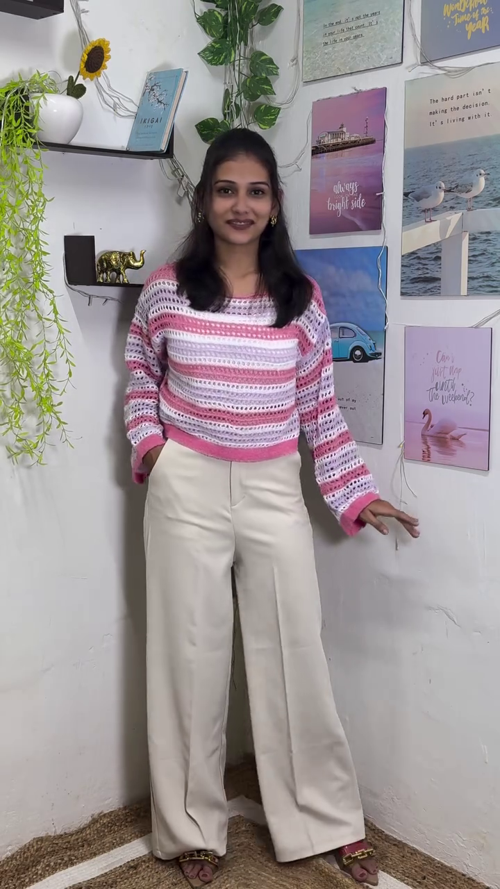 Chic Taupe Knit Sweater with Trousers for Effortless Casual Elegance