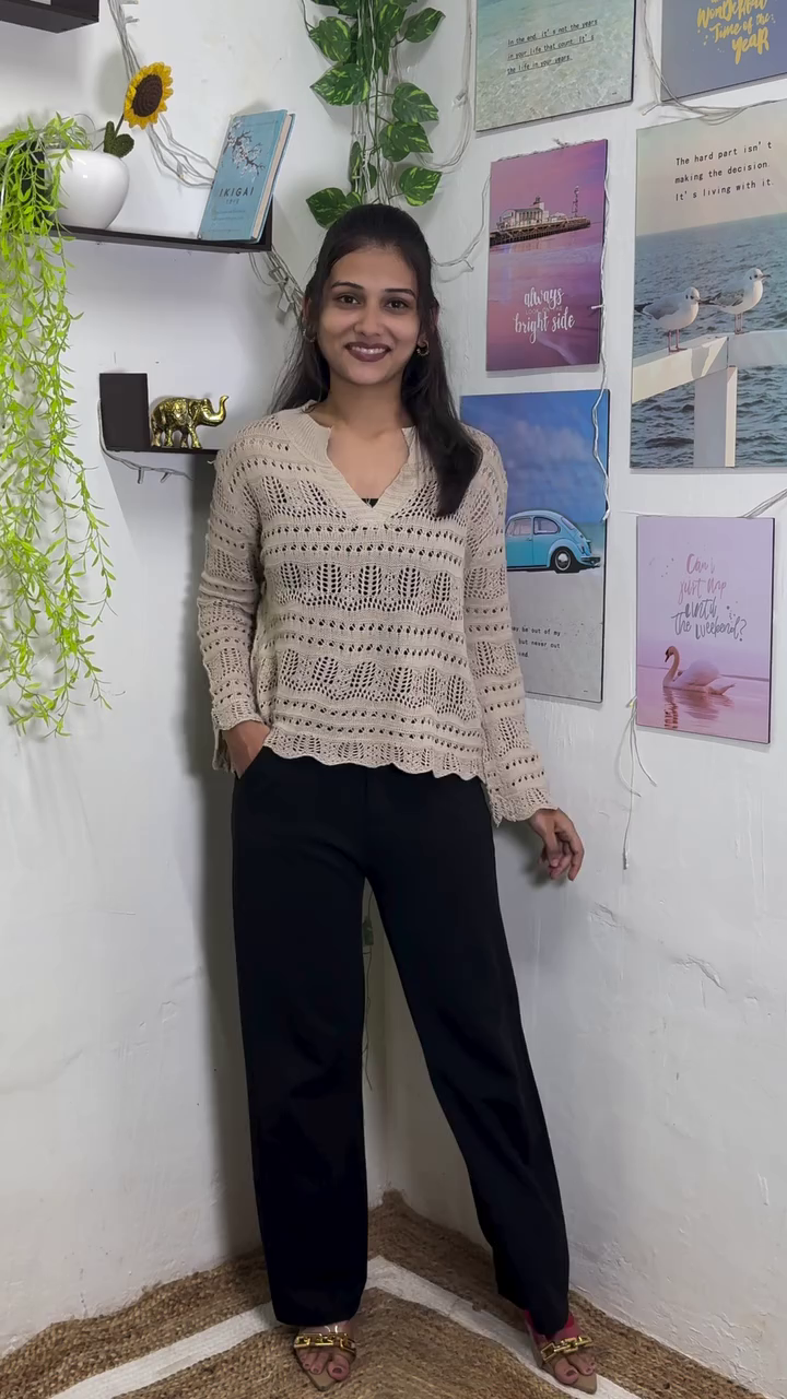 Chic Taupe Knit Sweater with Trousers for Effortless Casual Elegance