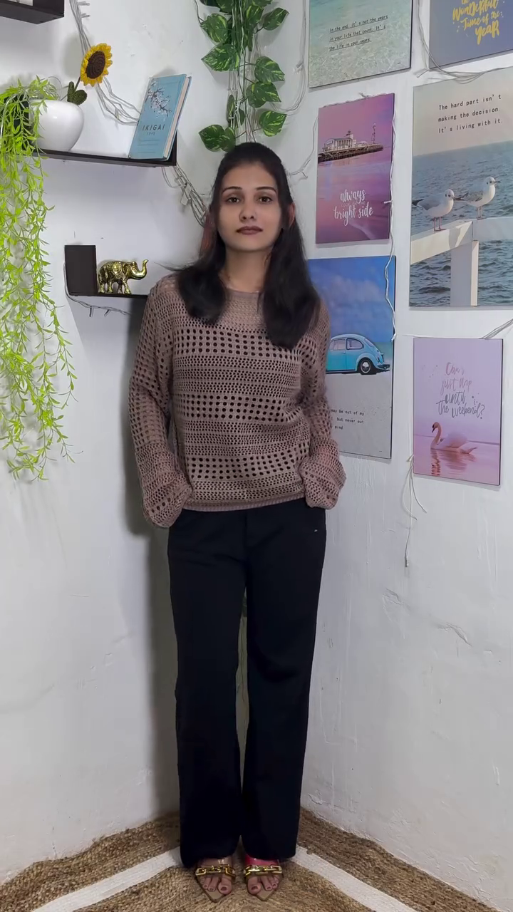 Chic Taupe Knit Sweater with Trousers for Effortless Casual Elegance