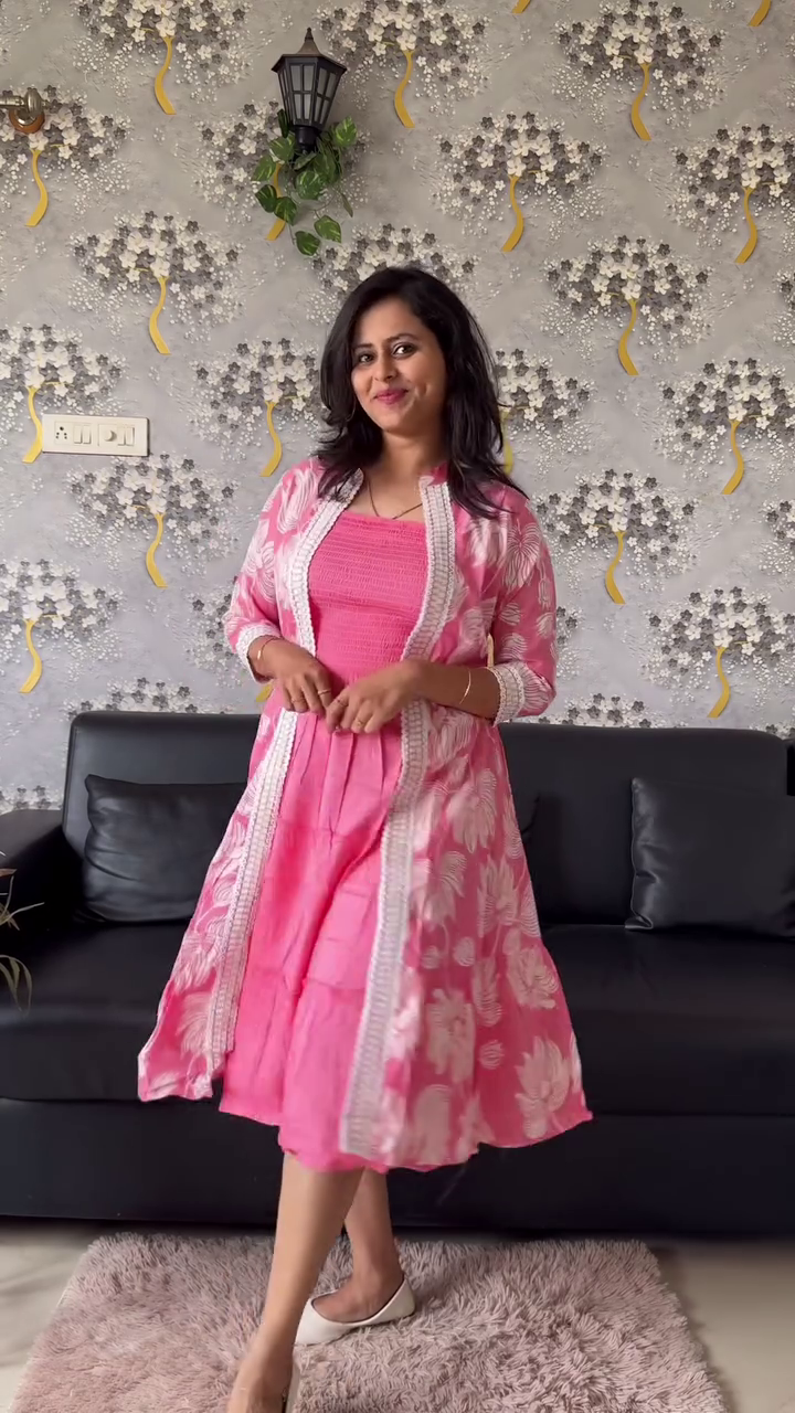 Elegant  Floral Layered Kurti Set – Graceful Ethnic Wear for Effortless Everyday Style